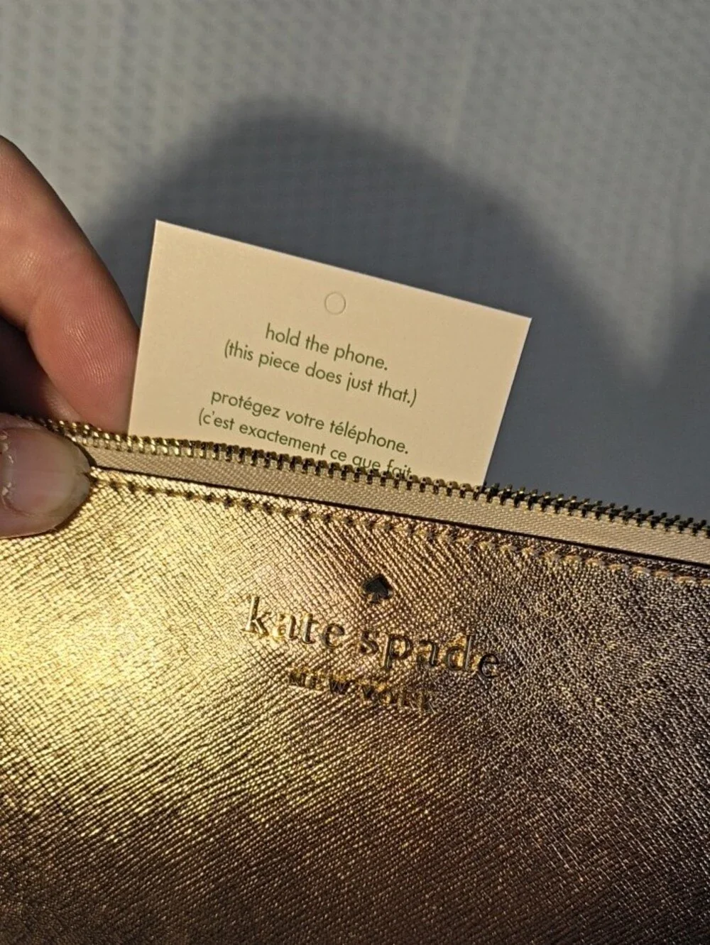 kate spade Medium L-Zip Rose Gold Metallic  Wristlet (Staci) MSRP$119 NWT